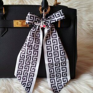 Greek Key Scarf and Cherry Charm Set